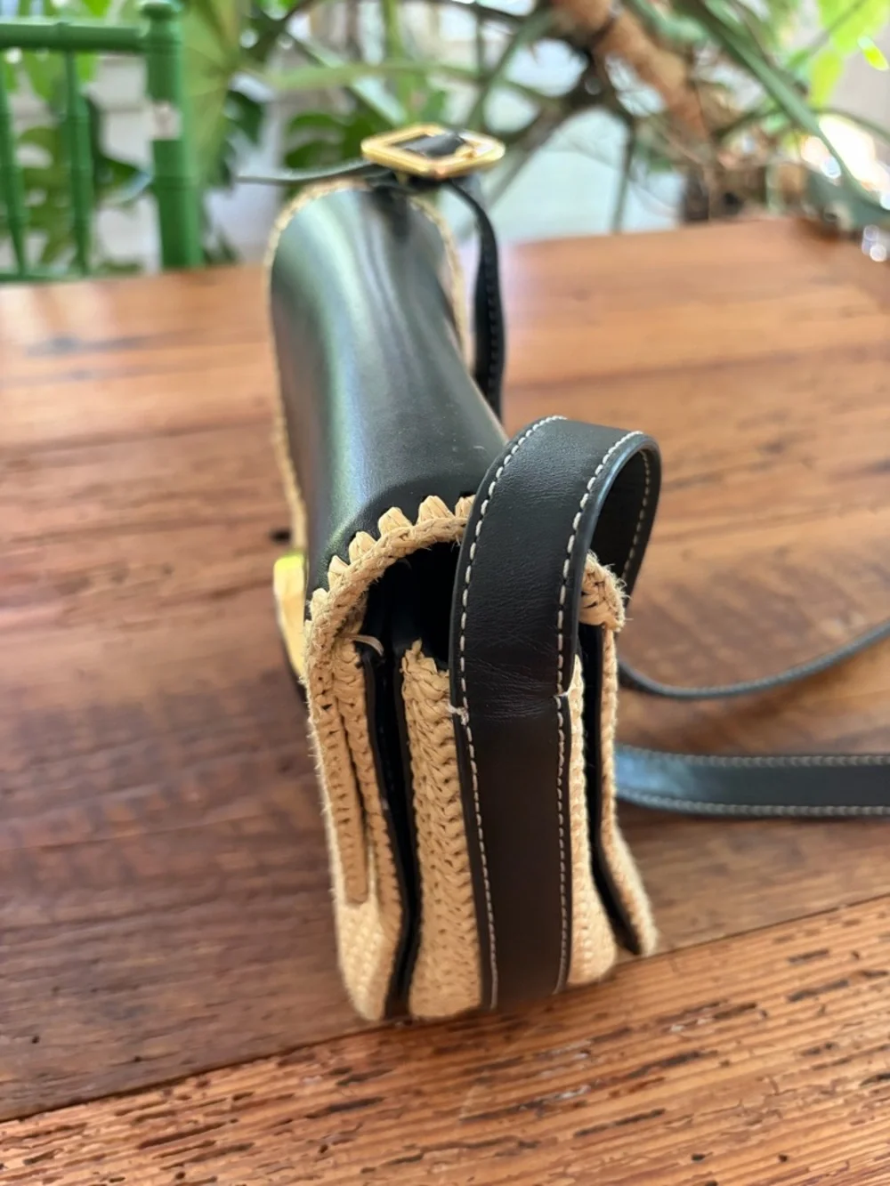 3.1 Phillip Lim Black and Natural Raffia Shoulder Bag